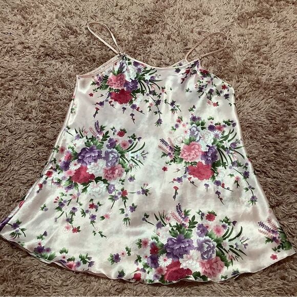 Pink Floral Satin Cottagecore Fairycore Nymphet Fairy Slip Dress Size Large - Picture 9 of 14